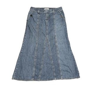 VINTAGE Tommy Hilfiger Skirt Womens 14 Maxi Long Denim Blue Tulip Fall Y2K 2003
